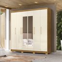 Ver imagem 1 de Guarda Roupa Casal Madesa 6 Portas 2 com Espelhos Bater 6 Gavetas com Cabideiros Mdf Nature/offwhite