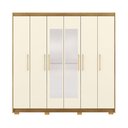 Ver imagem 2 de Guarda Roupa Casal Madesa 6 Portas 2 com Espelhos Bater 6 Gavetas com Cabideiros Mdf Nature/offwhite