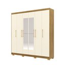 Ver imagem 7 de Guarda Roupa Casal Madesa 6 Portas 2 com Espelhos Bater 6 Gavetas com Cabideiros Mdf Nature/offwhite