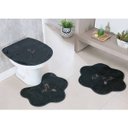 Ver imagem 1 de Jogo de Tapete para Banheiro 3 Peças Beija-Flor Cinza