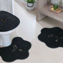 Ver imagem 2 de Jogo de Tapete para Banheiro 3 Peças Beija-Flor Preto