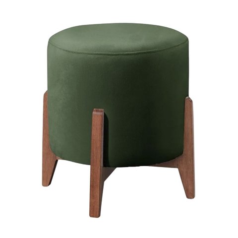 Puff Estofado Decorativo Redondo Sala de Estar Eloá Suede:verde