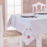 Toalha de Mesa Bordada 1,40M x 1,40M Dália Branco e Vermelho - 1