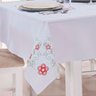 Toalha de Mesa Bordada 1,40M x 1,40M Dália Branco e Vermelho - 2