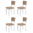 Ver imagem 1 de Kit 4 Cadeiras de Jantar Madeira Maciça Estofadas Ella Branco e Marrom Claro - Straub Web