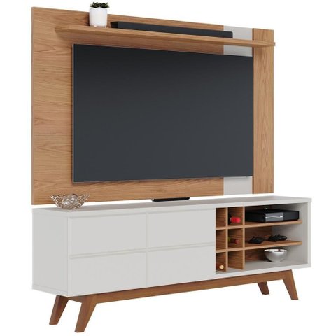 Rack para Sala Makai com Painel para Tv 70 Pol Lara C04 Freijó Off White Matte - Lyam Decor