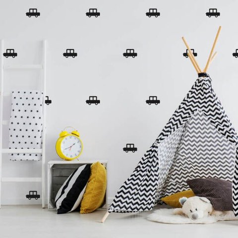 Kit de Adesivos de Parede Carrinhos - Preto