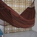 Ver imagem 1 de Rede de Dormir Jeans Mesclado Laranja com Preto