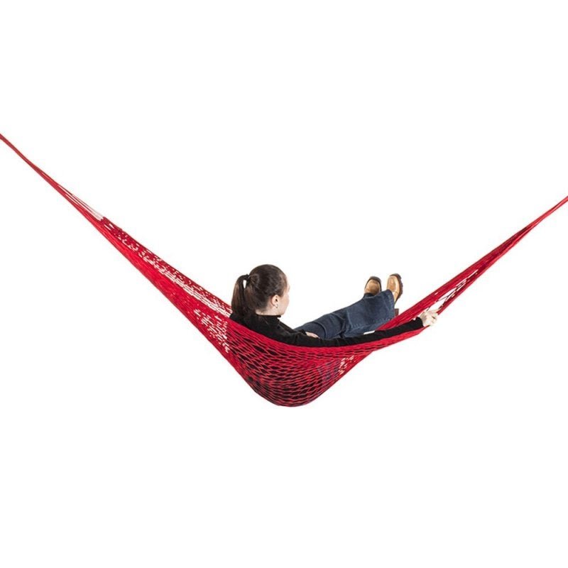 Rede de Dormir e Descanso Camping Nylon Impermeável Vermelho