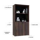 Ver imagem 2 de Armário Alto Estante com 02 Portas 161,5x80x42cm Wlae80 Nogal - Preto