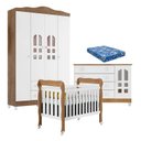 Ver imagem 1 de Quarto de Bebê New Selena 4 Portas com Berço Lila e Cômoda Gran Selena Branco Acetinado Amadeirado e