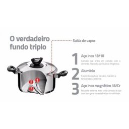 Caldeirão Aço Inox com Fundo Triplo 11,9l Solar Baquelite Tramontina - 5