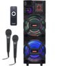 Caixa Som Amplificada Bluetooth 1000W Rms 2 Sub Led Usb Bivolt Aca 1005 Titan + 2 Microfones KPM11 - 1