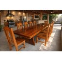 Ver imagem 2 de Conjunto Mesa Rústica Angelim Tampo (300cm X 85cm X 6cm) com 10 Cadeiras Rústicas de Madeira Maciça