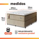 Ver imagem 4 de Cama Box Casal King Colchão Molas Guarda Costas Max com Pillow 193x203x78cm Suede Bege/branco