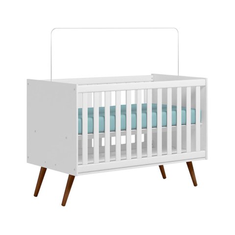 Berço Qmovi Mini Cama Retrô Branco Acetinado