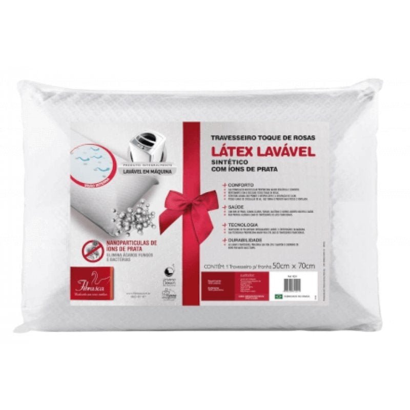 Travesseiro Toque de Rosas Látex Lavável Saponeto 50x70cm Fi - 1