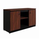 Ver imagem 5 de Armário Baixo Escritório 2 Portas 3 Prateleiras MDP 120cm Louro Preto F5 Office