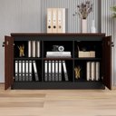 Ver imagem 4 de Armário Baixo Escritório 2 Portas 3 Prateleiras MDP 120cm Louro Preto F5 Office