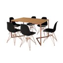 Ver imagem 2 de Mesa Jantar Industrial Retangular 137x90cm Canela Base V c/ 6 Cadeiras Eames Eiffel Pretas Base Cobr