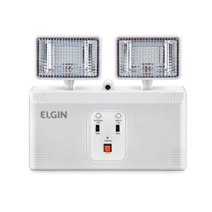 Luminária Luz De Emergência Led 2000 Lumens Power Line 2 Faróis Elgin