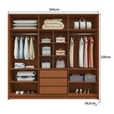 Ver imagem 3 de Guarda Roupa Casal 6 Portas 2,43m X 2,3m Vidro Fumê 100% Mdf Cor:itaúba Âmbar