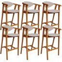 Ver imagem 1 de Kit 06 Banquetas Alta Para Cozinha Sala de Jantar Fixa Cecília L02 Linho Bege - Lyam Decor