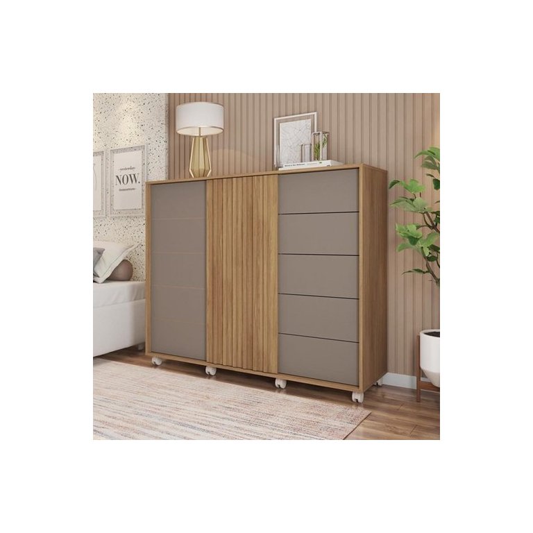 Cômoda Espaçosa 2 Portas 3 Prateleiras Caemmun Pegasus Buriti / Fendi