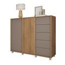 Ver imagem 3 de Cômoda Espaçosa 2 Portas 3 Prateleiras Caemmun Pegasus Buriti / Fendi