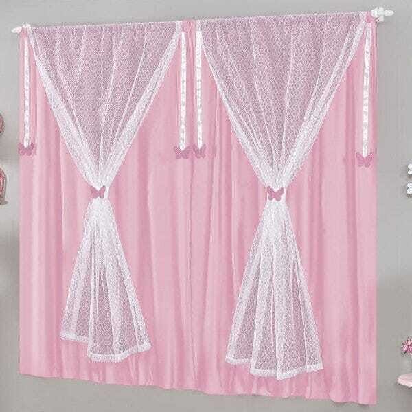 Cortina para Quarto de Meninas Bruna 2,00m x 1,80m Rosa - 2