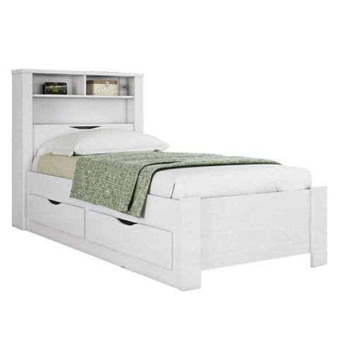Cama Solteiro com Gavetas Invicta Branco Brilho - Santos Andirá