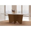 Ver imagem 6 de Conjunto: Mesa Sala Jantar Nevada c/ Tampo Madeirado c/ Vidro Canto Curvo 180x90cm e 6 Cadeiras