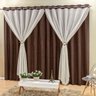 Cortina para Sala 3,00m x 2,60m Napoli Tecido Seda Tabaco - 1