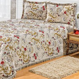 Colcha Queen Size La Bella 3 Peças com Tecido Estampado Bege - 1