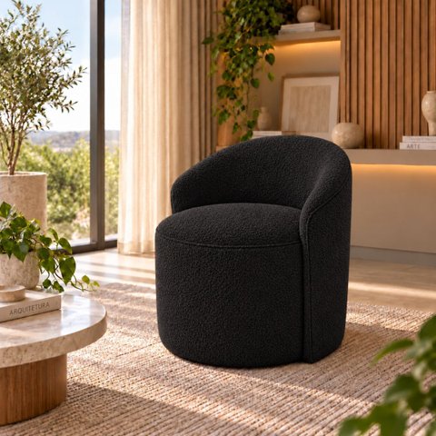 Poltrona Decorativa Yara Boucle Sala Estar Quarto Recepção Confortável