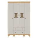 Ver imagem 3 de Guarda-Roupa Infantil 122cm com Vidro 4 Portas e 2 Gavetas Ternura Multimóveis Mp4805 Madeirado/Off