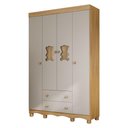 Ver imagem 1 de Guarda-Roupa Infantil 122cm com Vidro 4 Portas e 2 Gavetas Ternura Multimóveis Mp4805 Madeirado/Off
