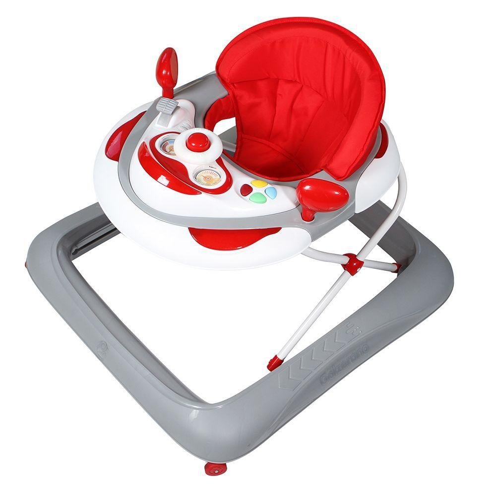 Andador Infantil Galzerano Liam 4090 + 6 Meses Vermelho e Cinza