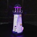 Ver imagem 3 de Farol Marítimo Artesanal Metal Enfeite Náutico com Leds 18cm Barco