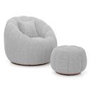 Ver imagem 2 de Poltrona Decorativa Concha Giratória com Puff Estilo Abóbora Shell Bouclê Cinza Claro - Desk Design