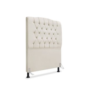 Cabeceira de Cama Box Solteiro 90 Cm Dunas - Veludo Bege Claro.