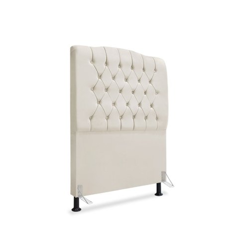 Cabeceira de Cama Box Solteiro 90 Cm Dunas - Veludo Bege Claro.