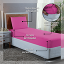 Ver imagem 3 de Conjunto Lençol Cama Solteiro 2 Peças 400 Fios com Elástico e Fronha Toque Macio:pink
