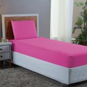 Ver imagem 1 de Conjunto Lençol Cama Solteiro 2 Peças 400 Fios com Elástico e Fronha Toque Macio:pink