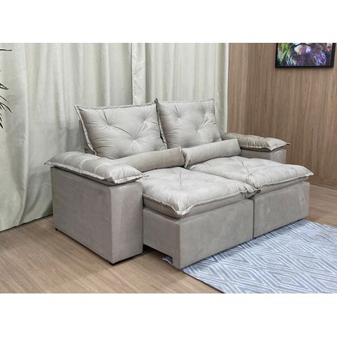 Sofá Retrátil e Reclinável 2,00m em Tecido Veludão C/ Pillow Nos Braços Athenas - Montagem Inclusa:b