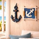 Ver imagem 2 de Âncora Quadro Decoração Náutica Parede Casa Praia Kit 2pçs