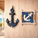 Ver imagem 1 de Âncora Quadro Decoração Náutica Parede Casa Praia Kit 2pçs