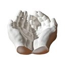 Ver imagem 1 de Porta Objetos Decorativo Mãos 15,5cm em Cimento Artesanal Branco