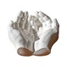 Porta Objetos Decorativo Mãos 15,5cm em Cimento Artesanal Branco - 1
