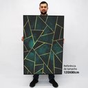 Ver imagem 2 de Quadro Decorativo em Canvas Geométrico Mosaico Verde TaColado Moldura Flutuante 4,5cm Freijó 120 x 8